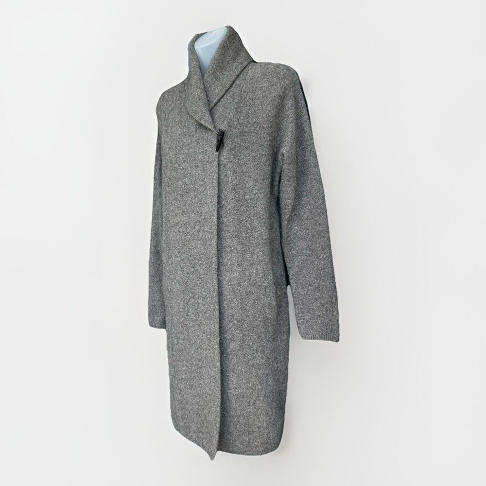 Adrienne Vittadini Wool Yak Wrap Cardigan Sweater Womens Sz Small Gray Duster